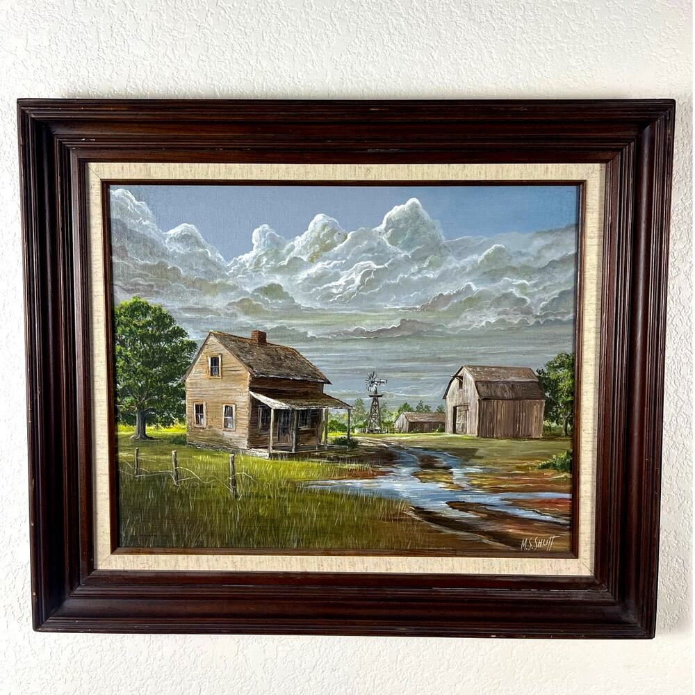Vintage 1983 Original Signed Framed Oil Painting "After a Rain"